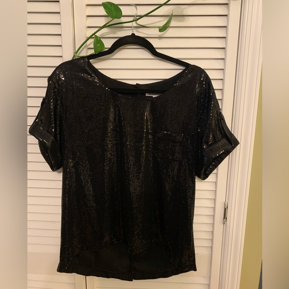 BCBG Generations Rich Black Fully Sequined Top size M